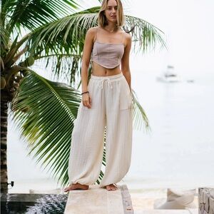 Lotus & Luna Cream Harem Jogger Cotton Pants